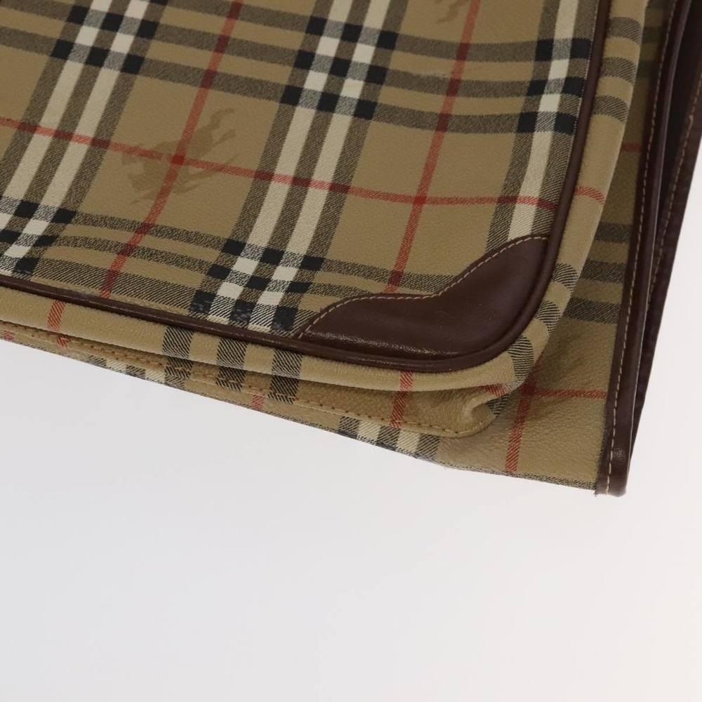 Burberrys Nova Check Garment Cover PVC Leather Beige Brown gold Auth 104623 - Picture 7 of 16